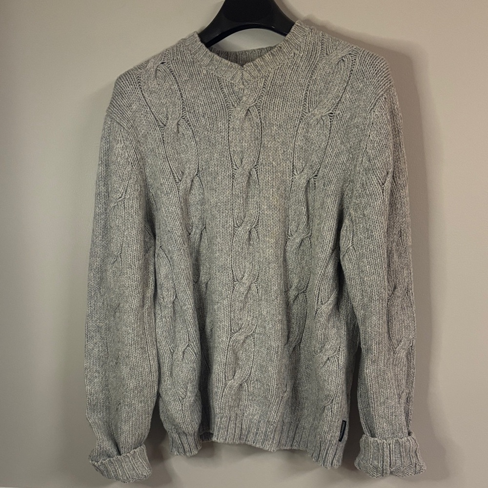 Gray Cable Knit Men's Sweater